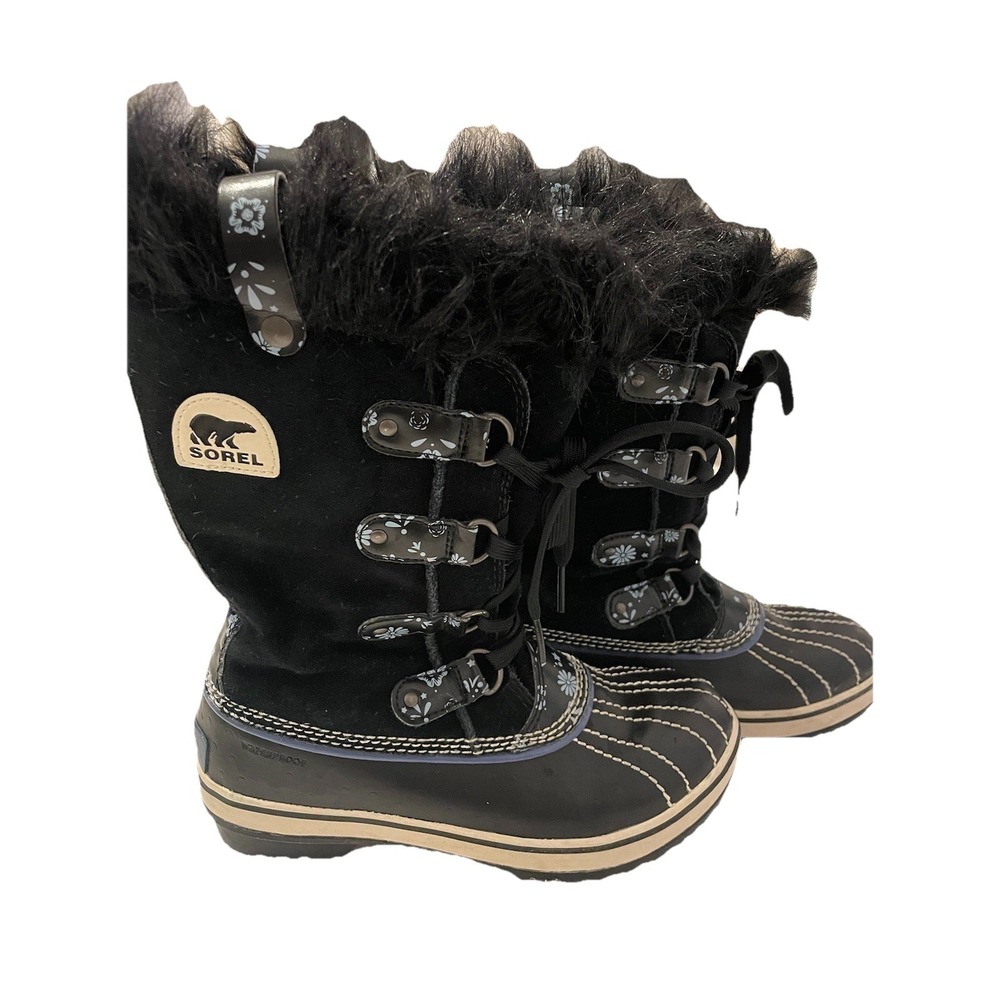 SOREL Joan Of Arctic Floral Faux Fur Y2K Winter Duck Boots Size 4 - Picture 2 of 10